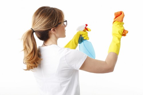 Professional carpet cleaners following a safe working process